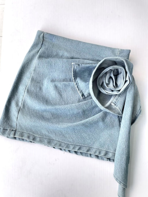 FALDA DENIM DISEÑO FLOR