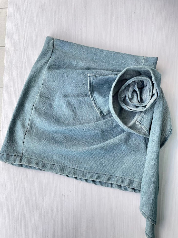 FALDA DENIM DISEÑO FLOR