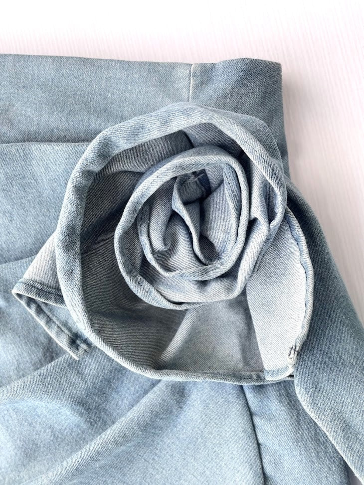 FALDA DENIM DISEÑO FLOR